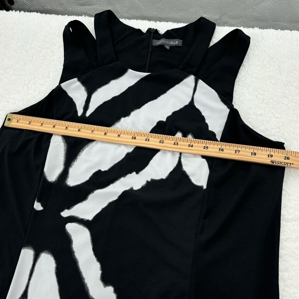 Addition Elle 1X Black Sleeveless Midi Dress with White Geometric Design - Picture 7 of 16